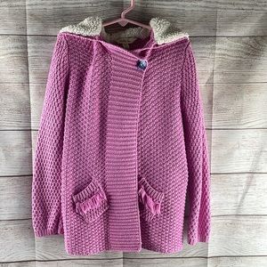 EUC Matilda Jane sweater with Sherpa hood and double buttons size girls 6